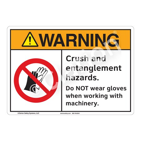 ANSI/ISO Compliant Warning Crush Safety Signs Indoor/Outdoor Plastic (BJ) 10 X 7, F1224-BJSW1